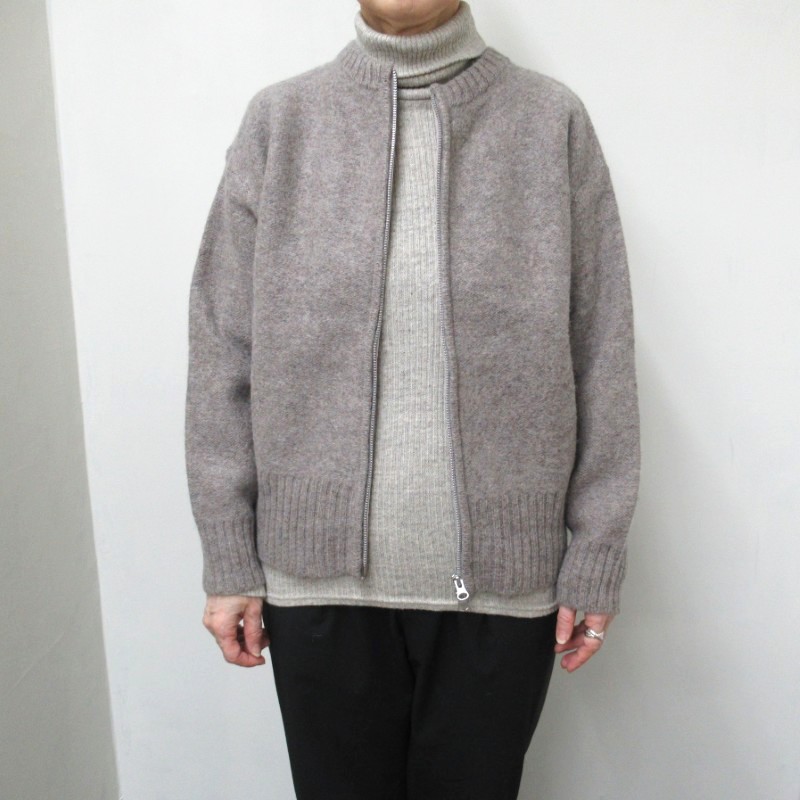 mao made ダブルジップクルーネックブルゾン /M.GY86